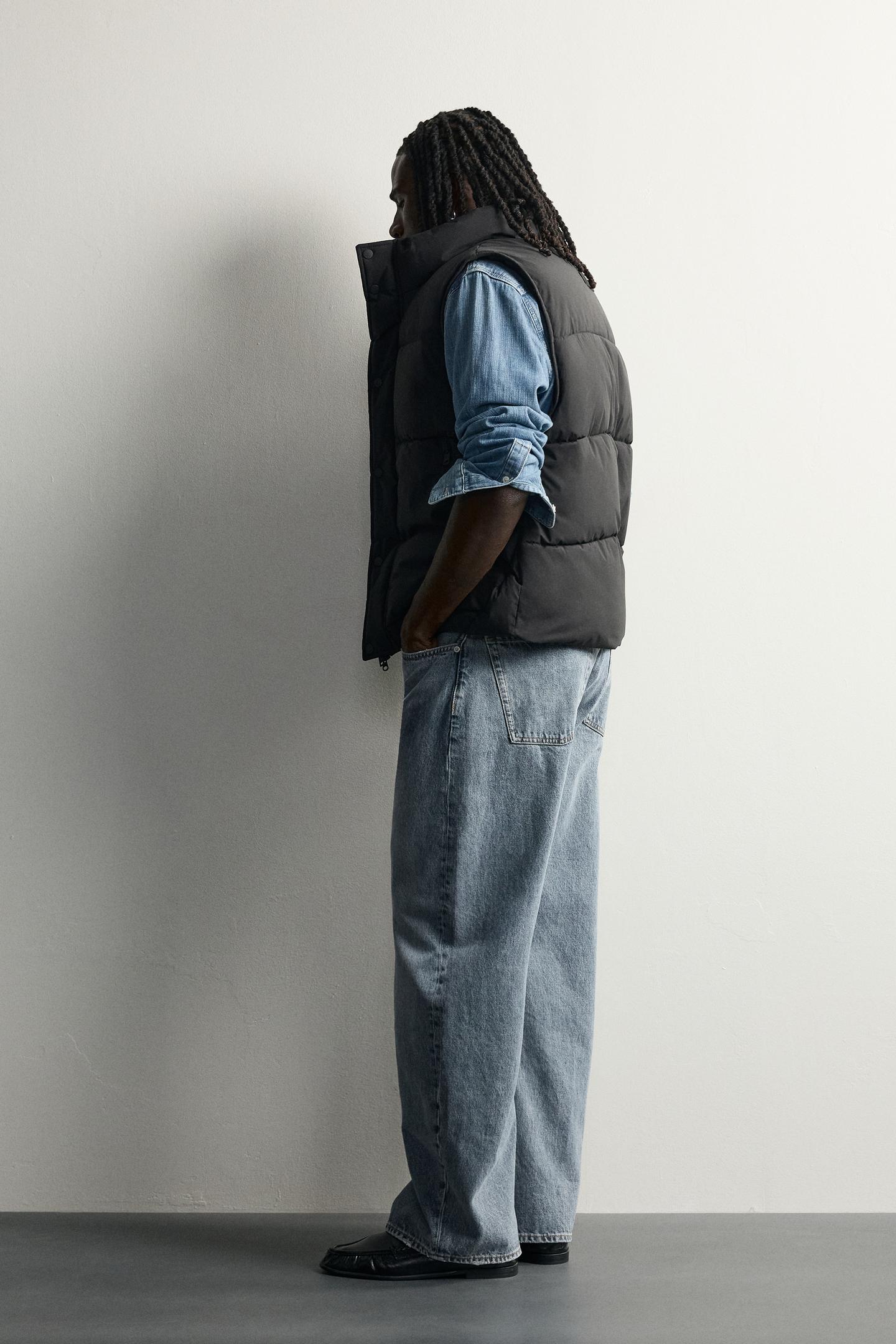 Мужской жилет Zara Quilted Technical Vest, цвет: Чёрный — фото 4