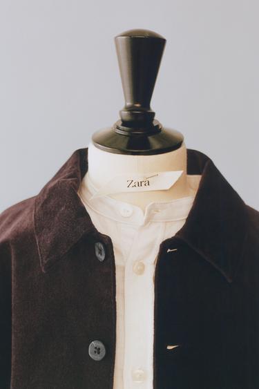 SURCHEMISE EN VELOURS - Marron de Zara