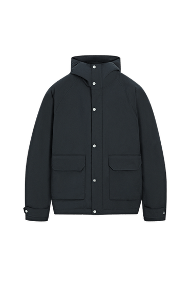 Short quilted parka with pocket details — Navy blue 1
