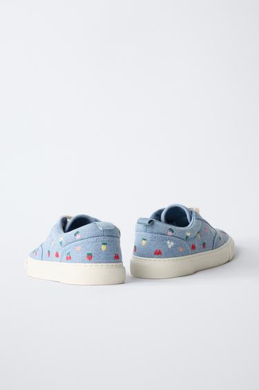 EMBROIDERED COTTON SNEAKERS - Lavender Blue by Zara - Image 5