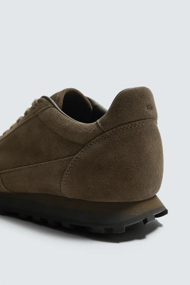 LEATHER TRAINERS - Taupe Grey by Zara - Image 5