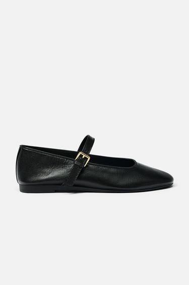 BAILARINA PLANA PIEL 50TH ANNIVERSARY - Negro de Zara
