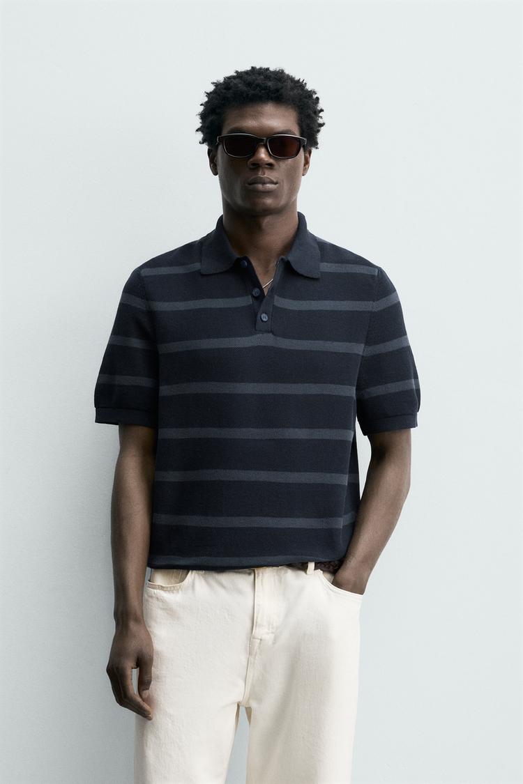 ZARA REGULAR FIT PIQUÉ KNIT POLO SHIRT