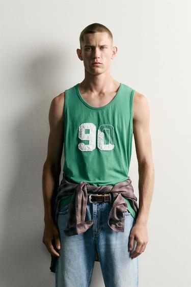 Zara NUMBER PATCH TANK TOP - Green