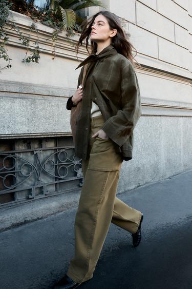 JEANS Z1975 CARGO TIRO MEDIO CREMALLERAS - Khaki de Zara