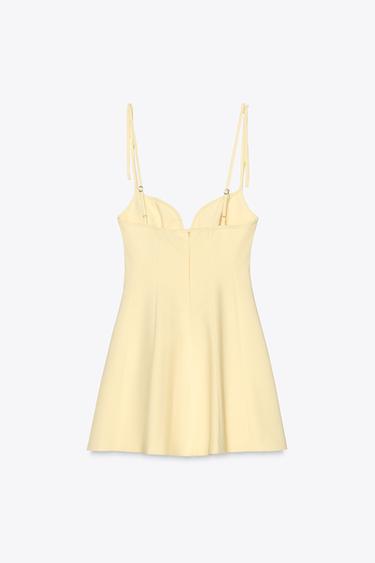ROBE COURTE AVEC NŒUDS - Jaune clair de Zara - Image 6