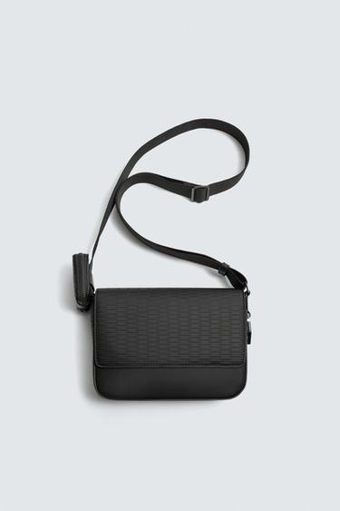 RUBBERISED TEXTURED CROSSBODY BAG - Black by Zara