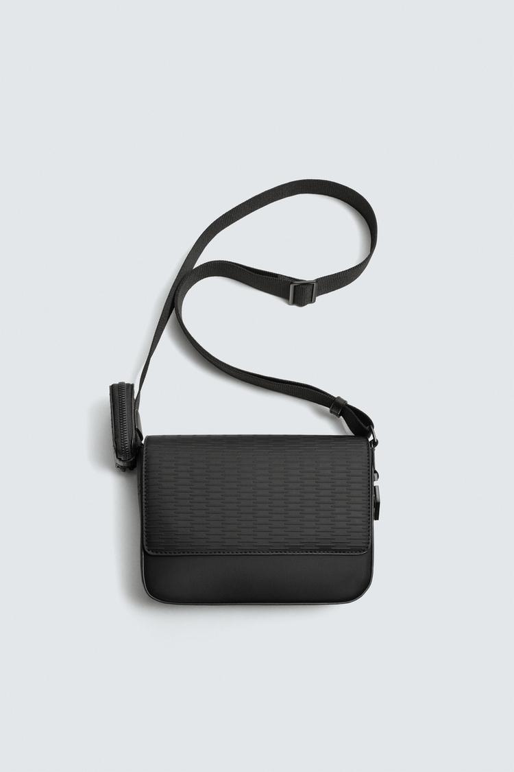 ZARA RUBBERISED TEXTURED CROSSBODY BAG