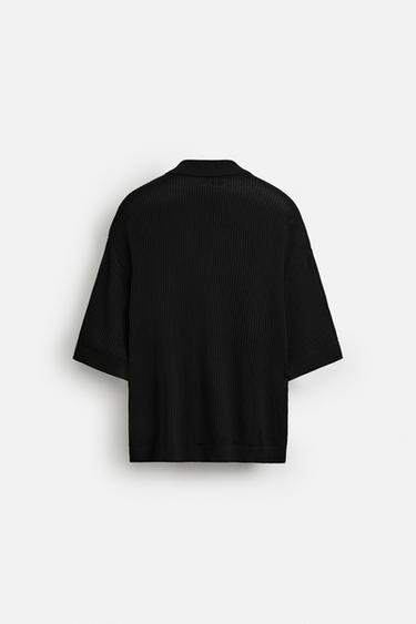 CHEMISE EN MAILLE AJOURÉE - Noir de Zara - Image 7