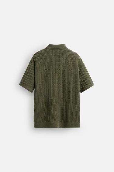 CHEMISE EN MAILLE STRUCTURÉE - Kaki de Zara - Image 8