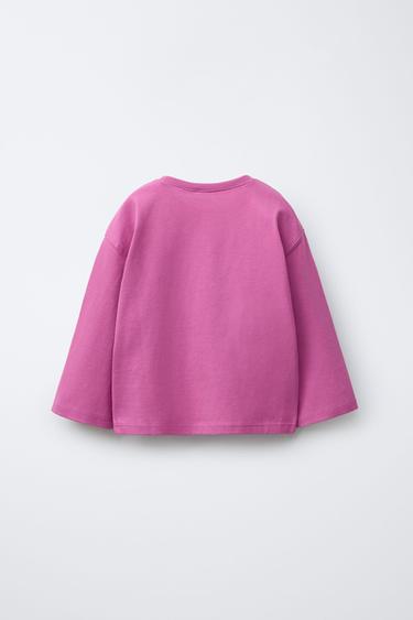 BASIC T-SHIRT WITH EMBROIDERED HEART - Pink by Zara - Image 1