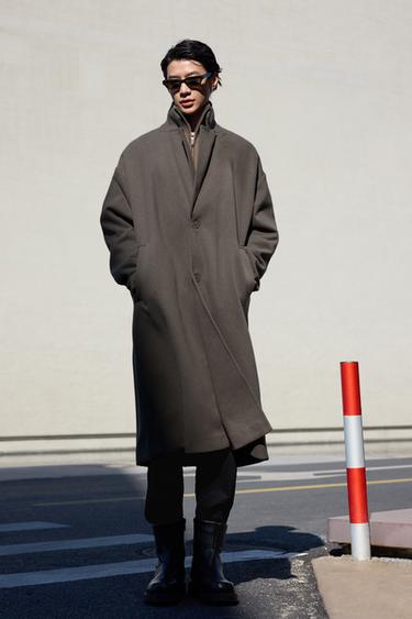 WATER-REPELLENT TEXTURED COAT - ecru/khaki by Zara