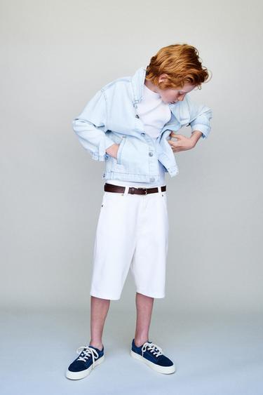BERMUDA DENIM RELAXED BAGGY - Blanco roto de Zara