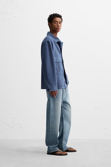 VESTE DÉLAVÉE POCHES - Bleu roi de Zara - Image 3