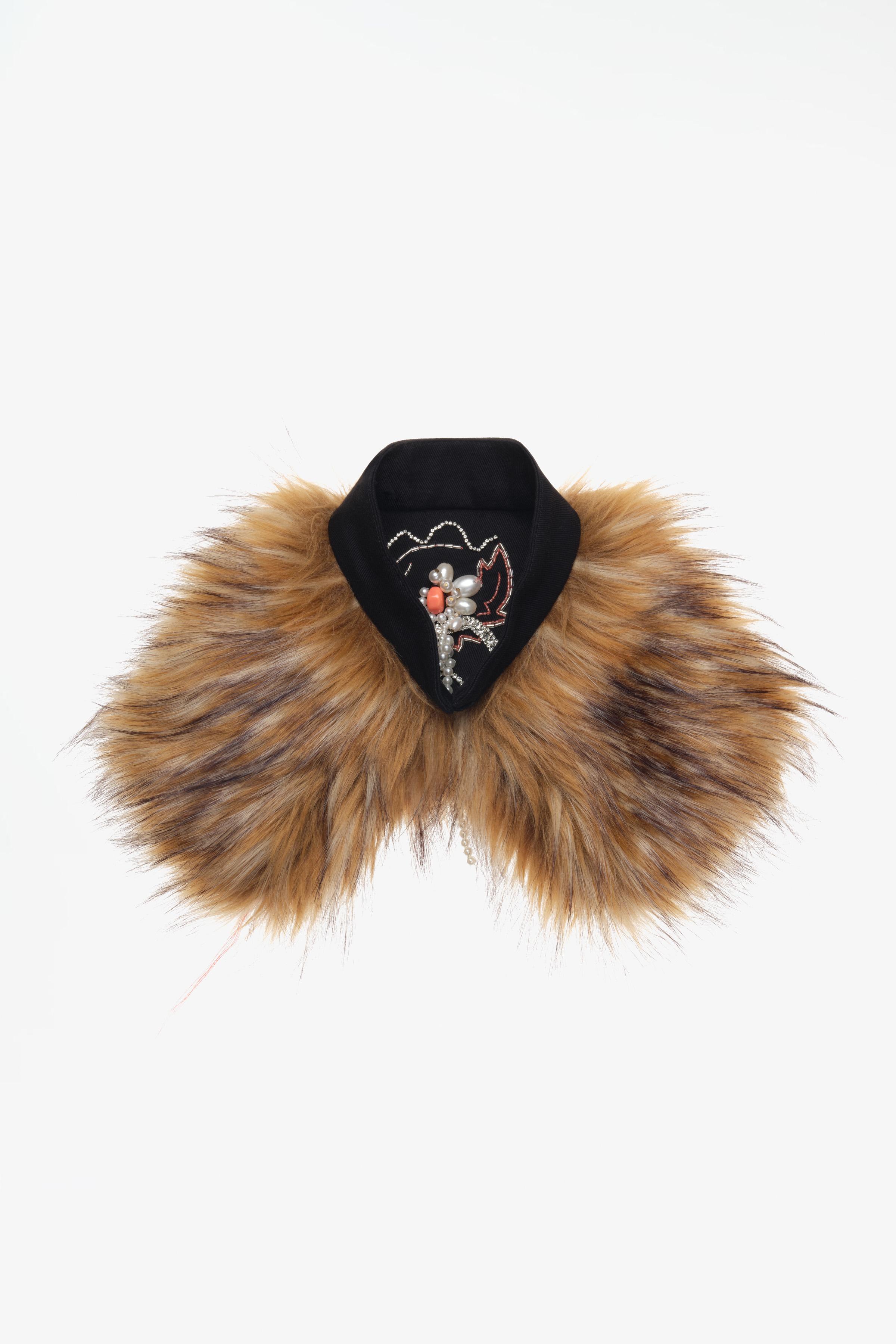 LIMITED EDITION FAUX FUR COLLAR WITH JEWEL EMBROIDERY