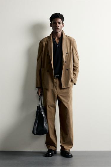 BLAZER CRUZADA TRAJE RELAXED FIT - Camel claro de Zara - Imagen 0