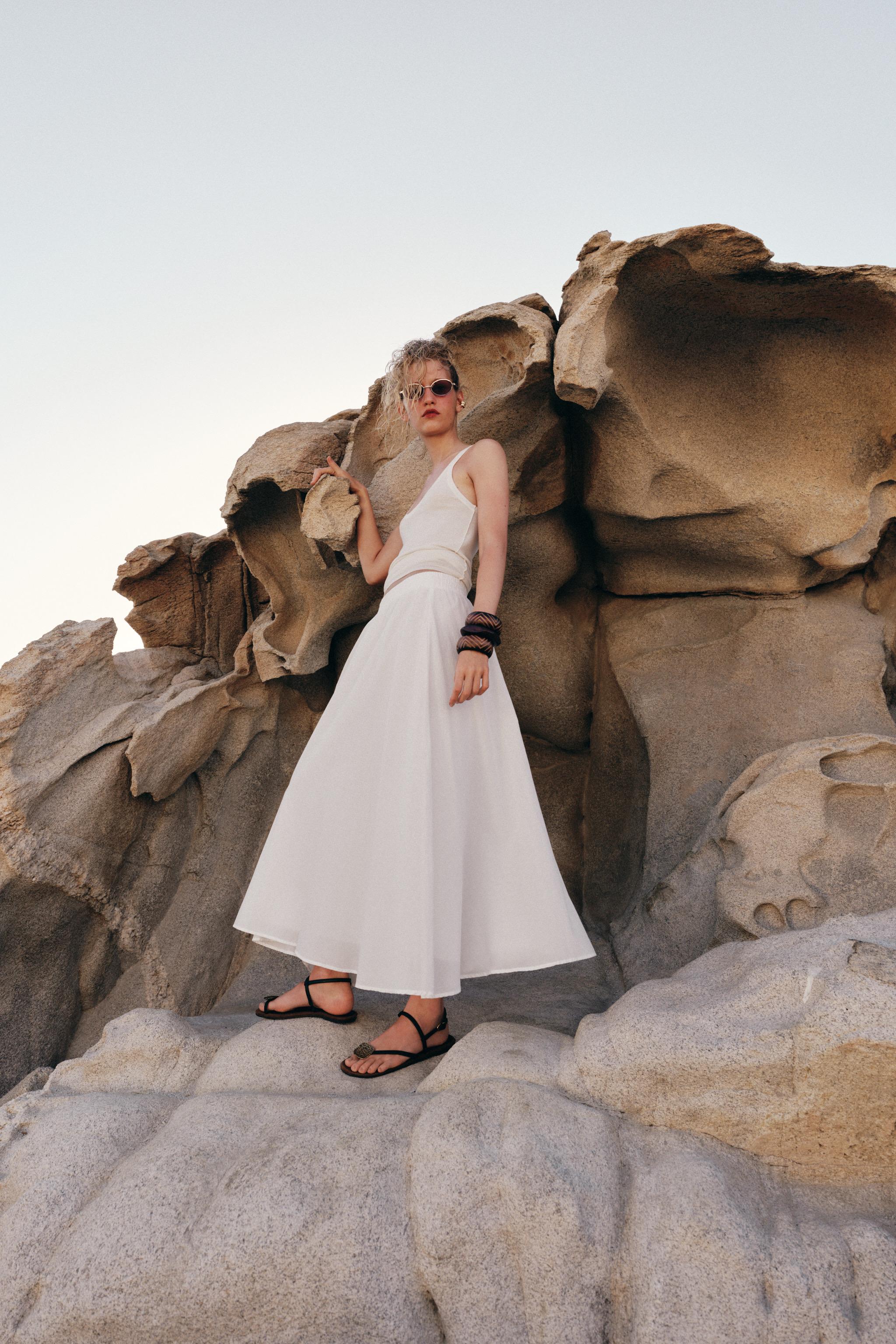 Zara KATMANLI MİDİ ETEK görsel 3