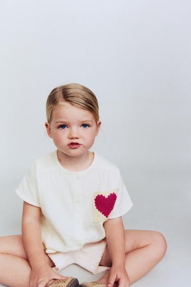 CAMISA TEXTURA BOLSILLO CORAZÓN - Crudo de Zara