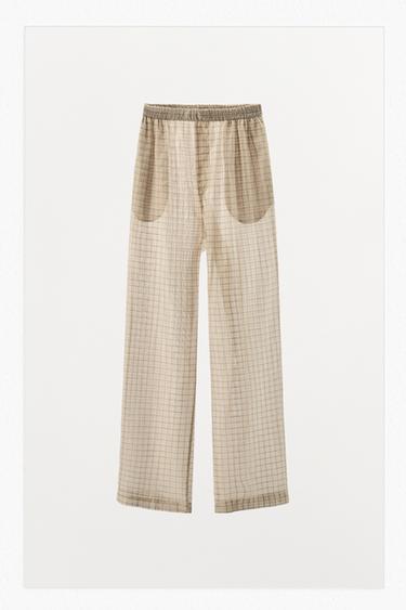 CALÇA PIJAMA XADREZ - Cru da Zara
