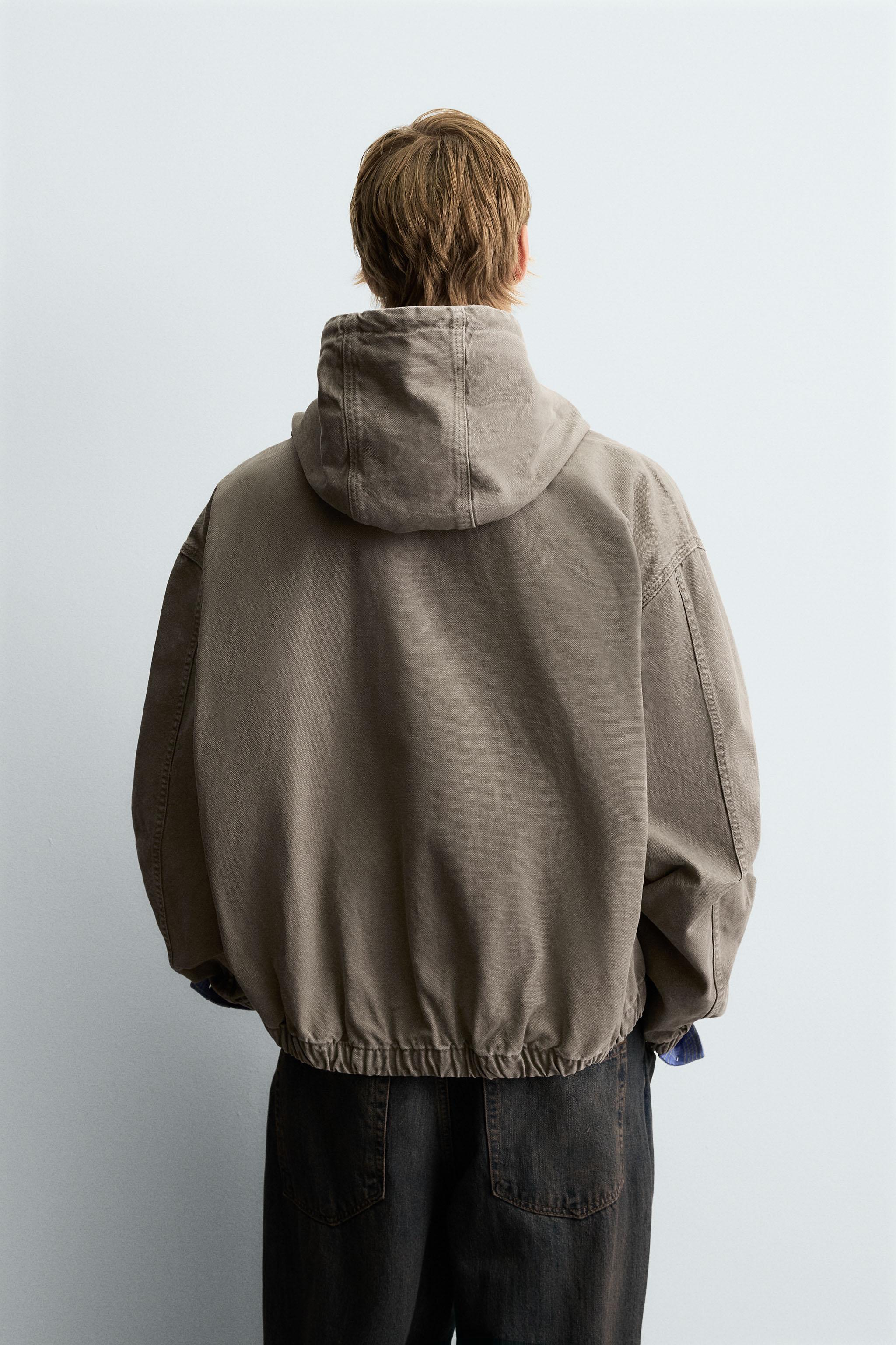WASHED HOODED JACKET - Mid-blue | ZARA United States