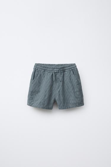 Zara JACQUARD TEXTURE SHORTS - Petrol blue