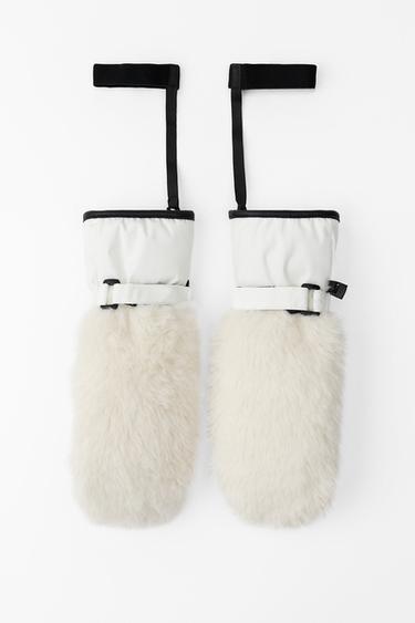 SKI COLLECTION SHEEPSKIN MITTENS - Ecru by Zara - Image 3