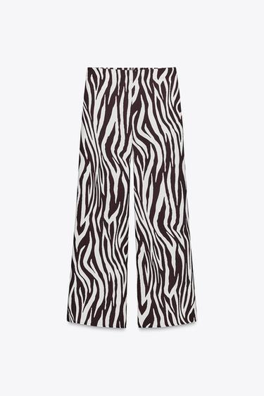 CALÇAS COM ESTAMPADO ANIMAL - Castanho / Cru da Zara