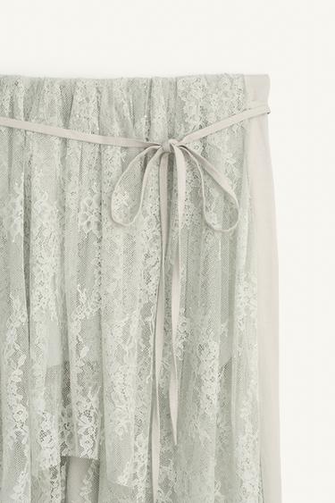 LIMITED EDITION LACE COMBI TROUSERS - Sea green by Zara - Image 7