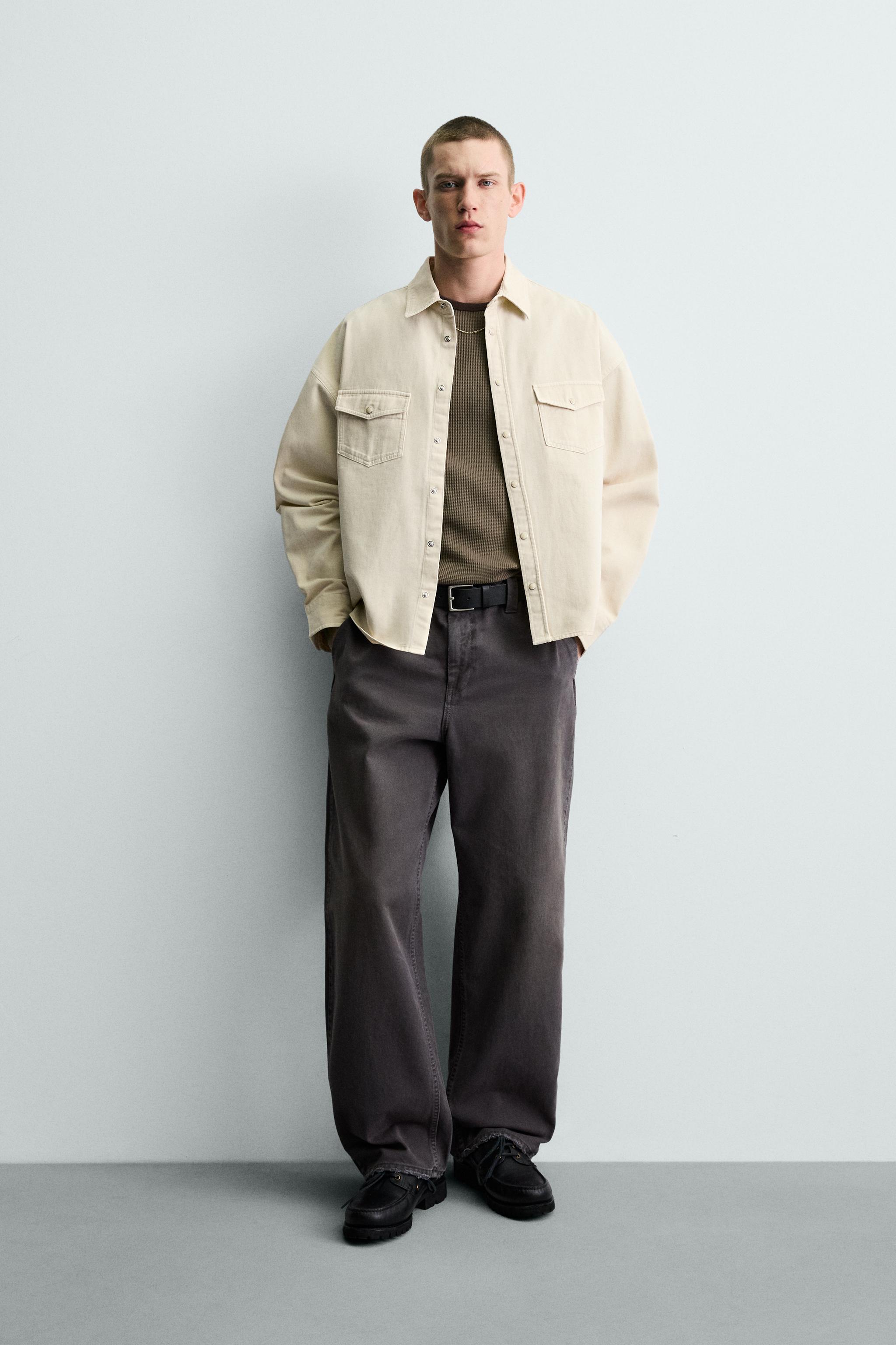 ZARA シルク100% リラックスフィットカラードリラックスシャツ&パンツ リラックスフィットフルイドシャツ - ミンクブラウン | ZARA Japan / 日本