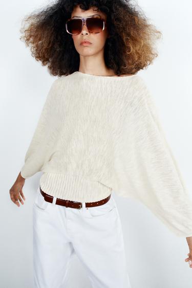 PULLOVER IN MAGLIA CON MANICHE AMPIE - Écru di Zara