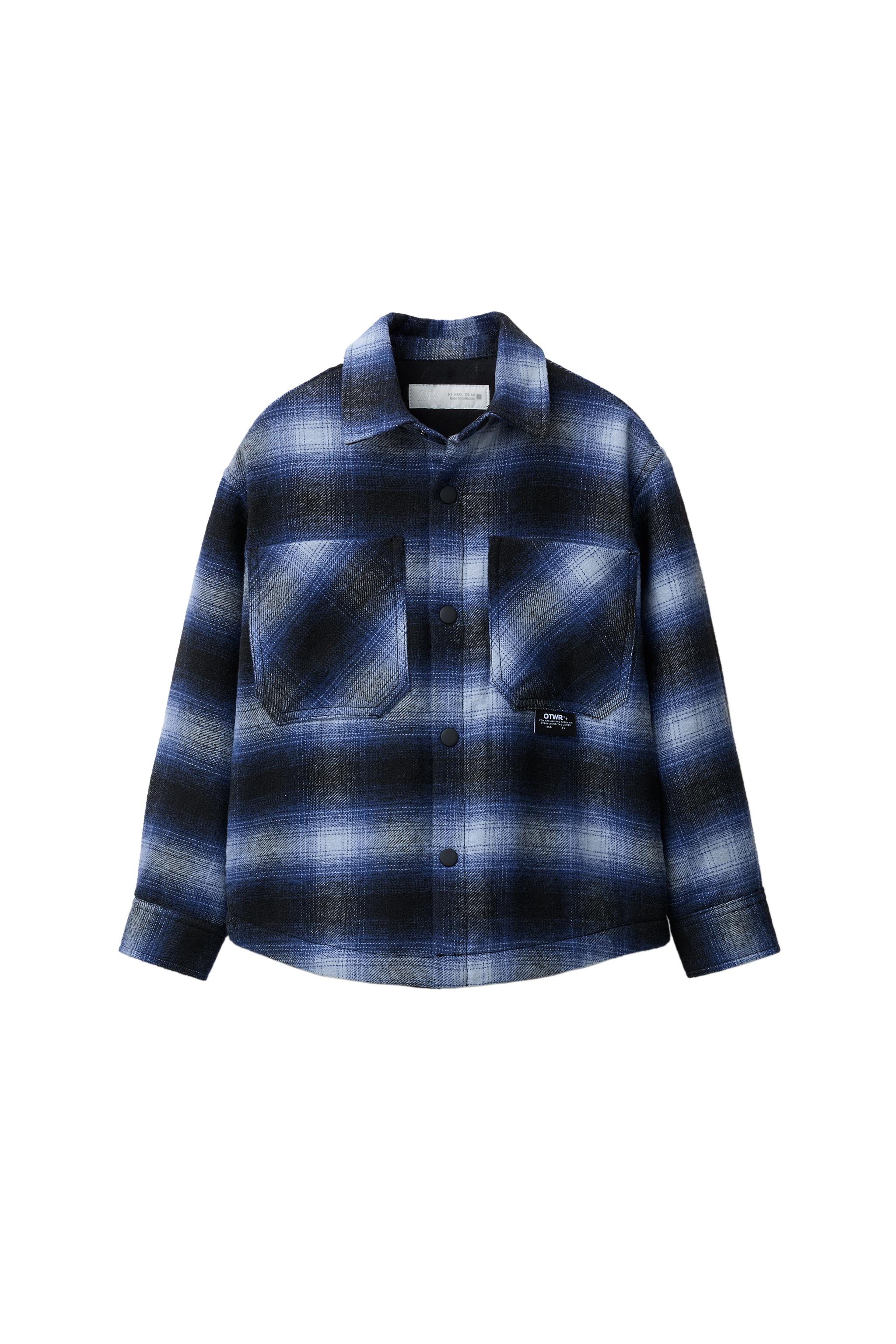 QUILTED CHECK OVERSHIRT - Blue | ZARA South Africa