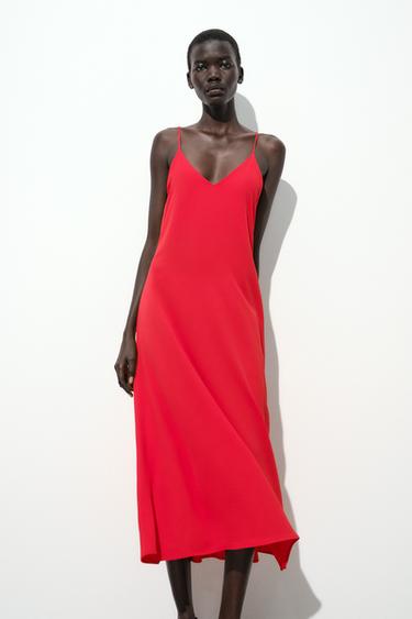 ROBE LONGUE FLUIDE - Rouge de Zara - Image 2