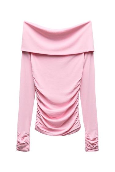 DRAPED OFF-THE-SHOULDER KNIT TOP