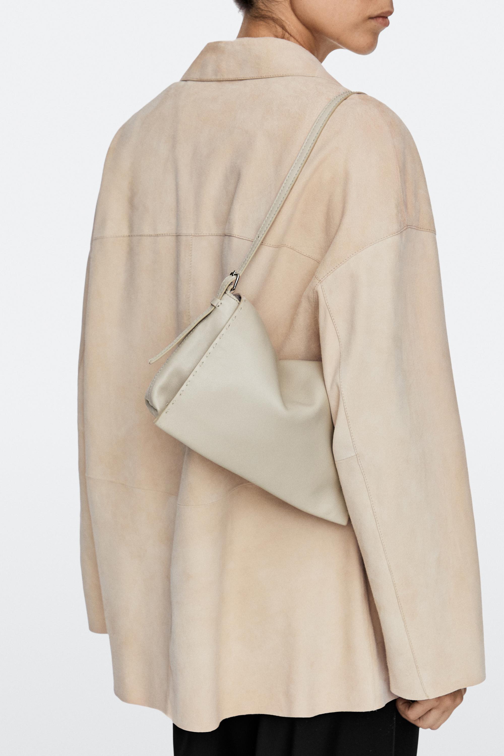 Sac bandoulière en cuir nappa à surpiqûres