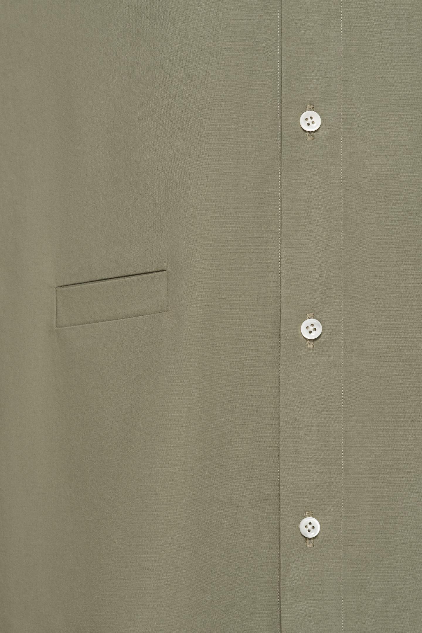 Мужская рубашка Zara Limited Edition Striped Shirt with Contrast Collar, цвет: Оливковый зелёный — фото 5