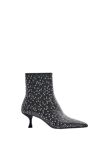 STUDDED HIGH HEEL ANKLE BOOTS