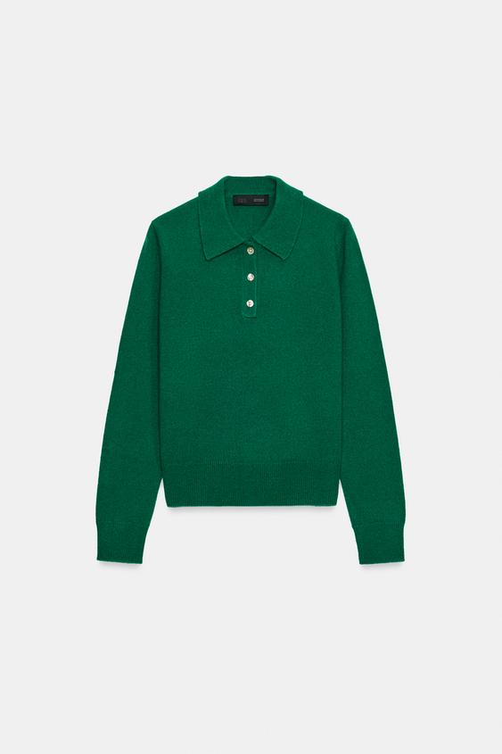 POLO 100 % LAINE - Vert de Zara - Image 5