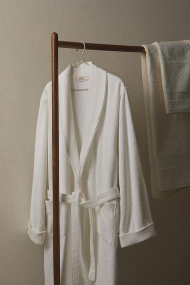 PEIGNOIR COTON TISSU APPLIQUÉ - Blanc de Zara