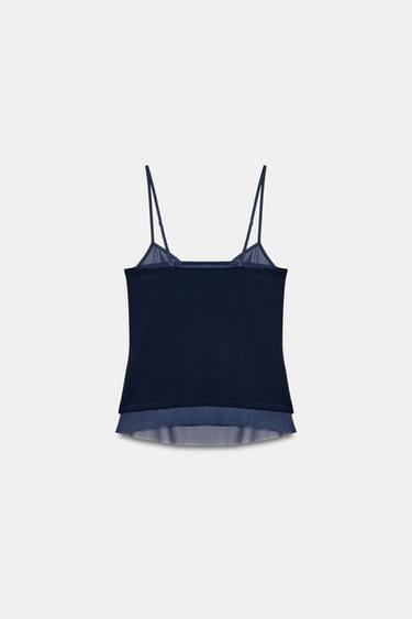 COMBINED TULLE STRAPPY TOP - Blue by Zara - Image 6