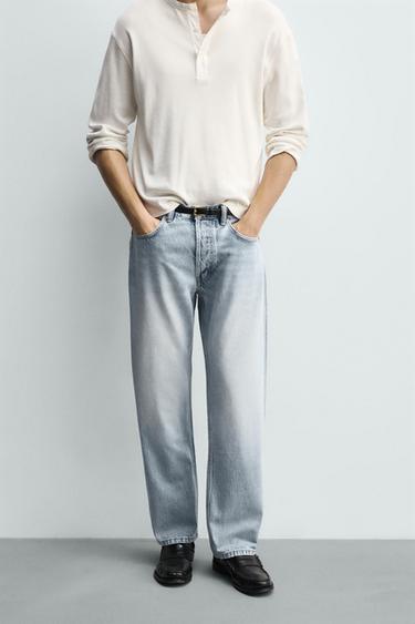 STRAIGHT-LEG REGULAR FIT JEANS - Light blue by Zara