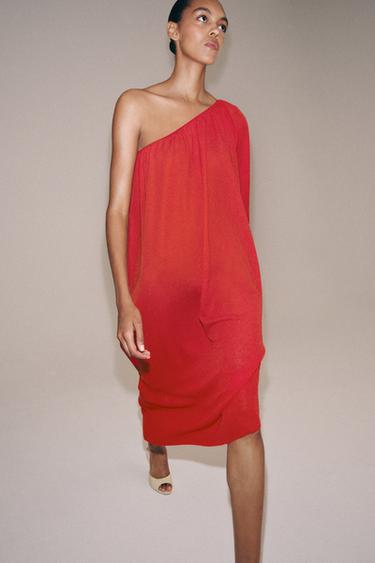ASYMMETRIC KNIT DRESS - Red by Zara - Image 3