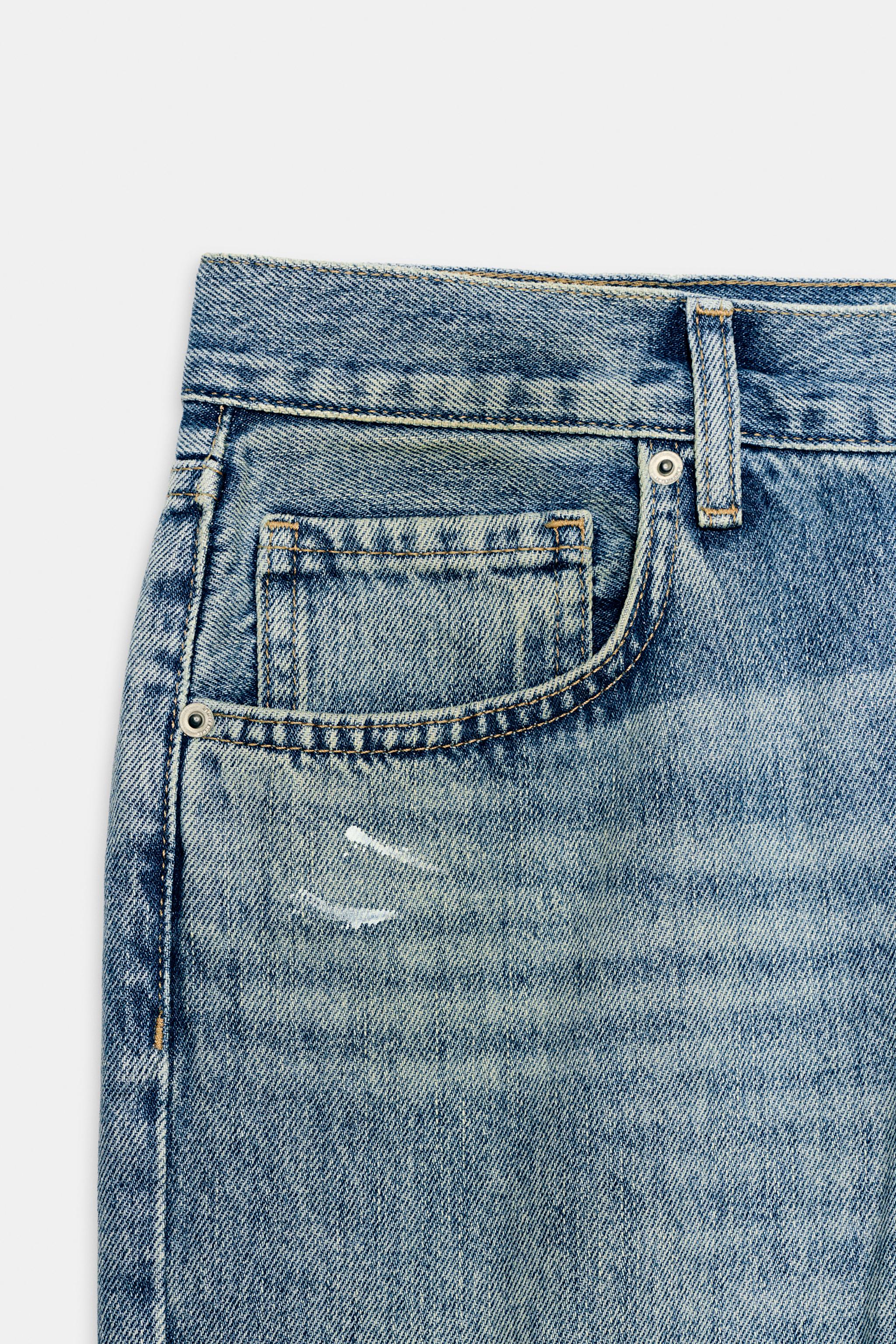 ZW COLLECTION MID-RISE RIPPED STRAIGHT LEG JEANS