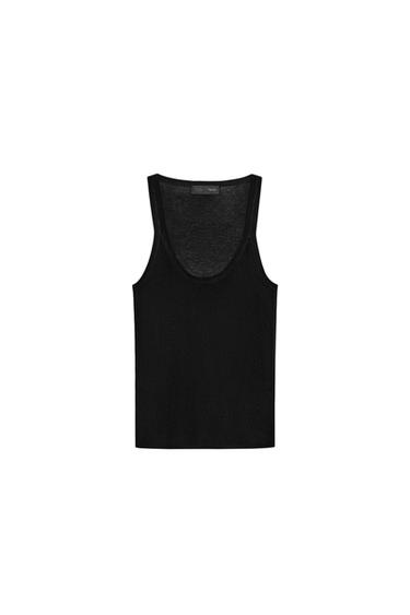 TOP PUNTO FINO MANGA SISA - Negro de Zara