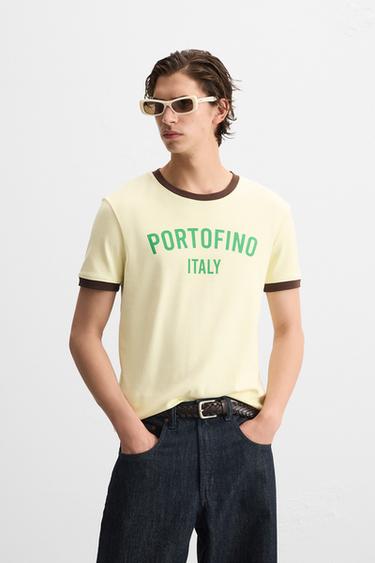 SAMARRETA DE RIB AMB CONTRAST I MISSATGE - Groc pastel de Zara