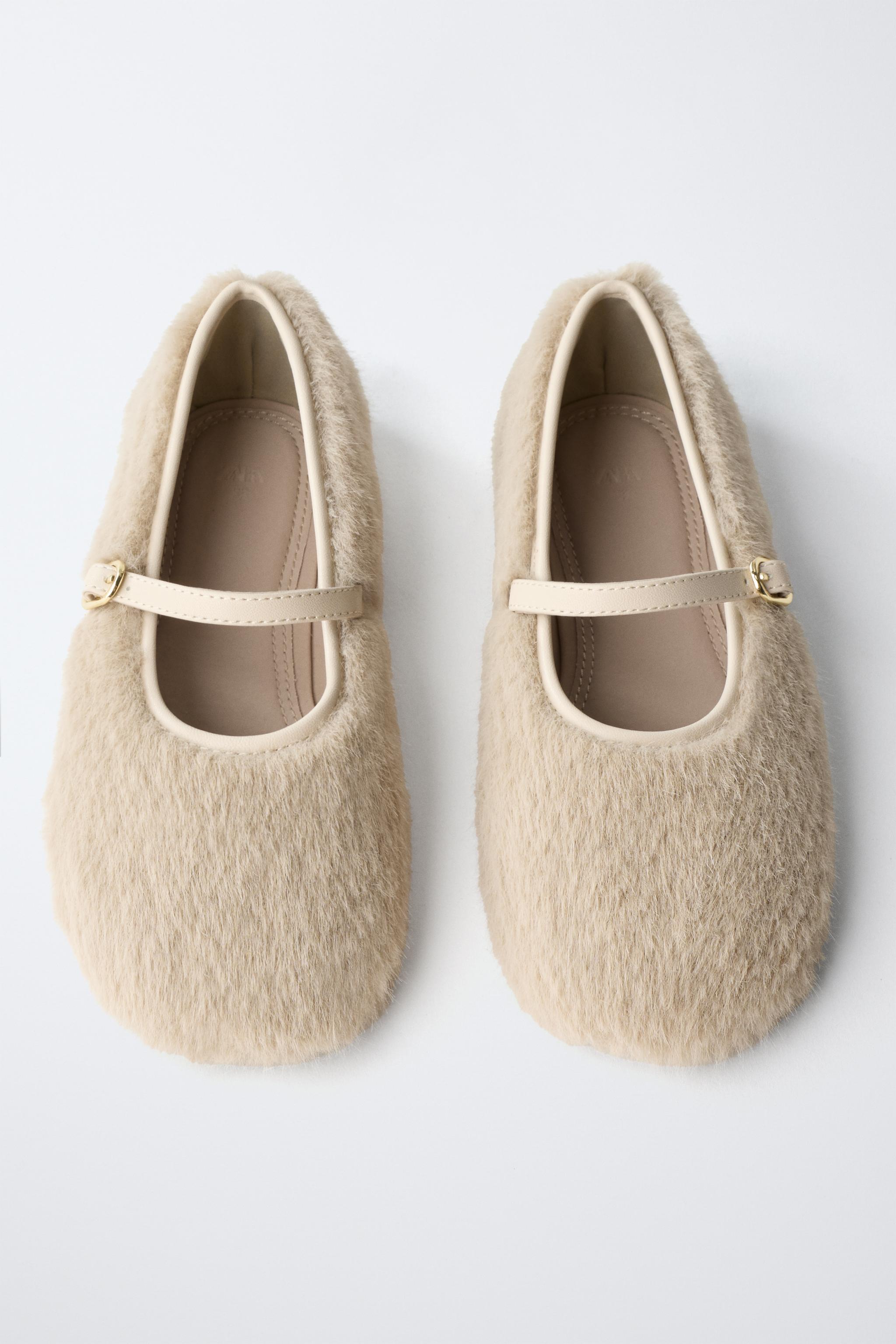 FAUX FUR BALLET FLATS
