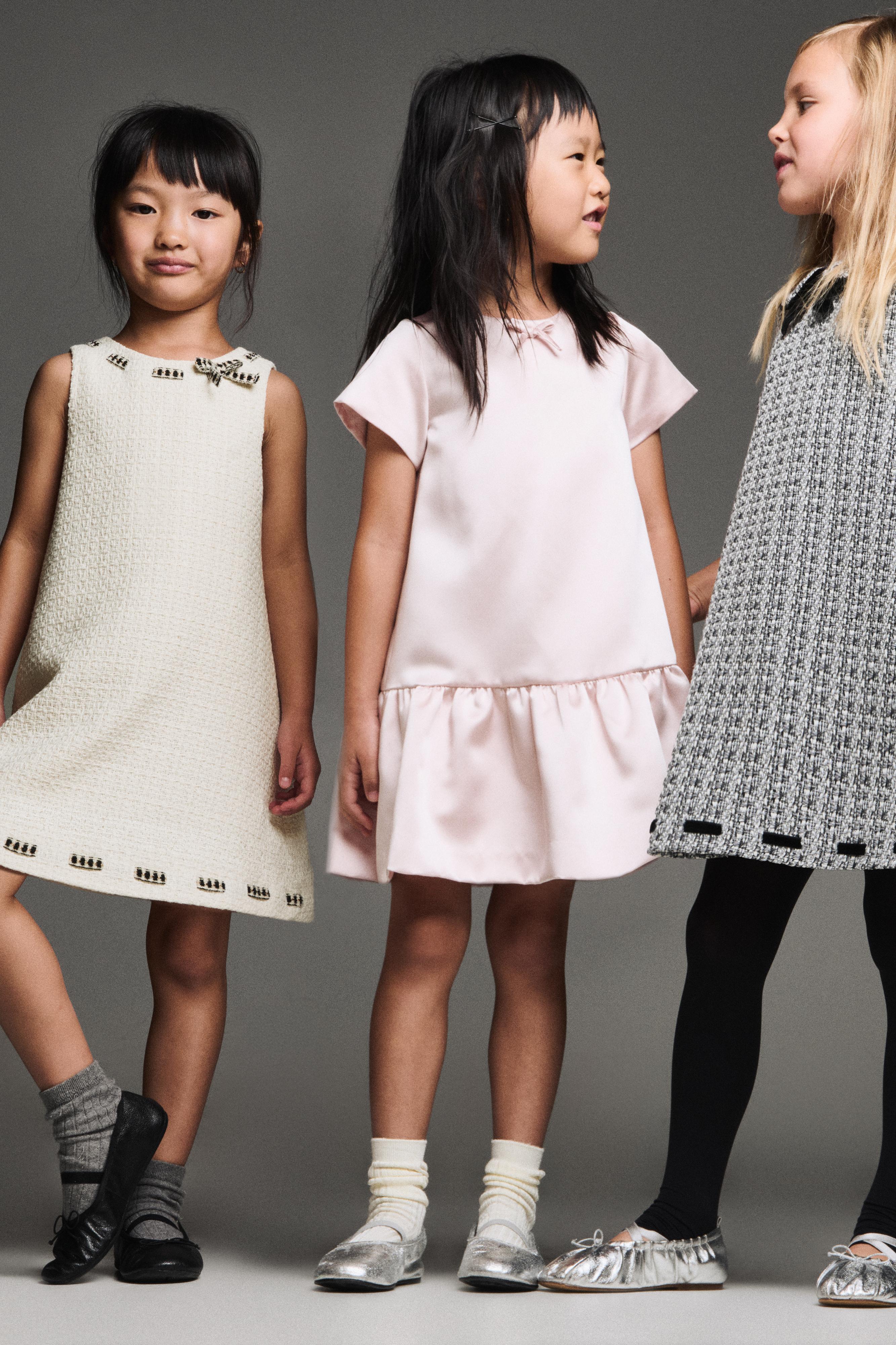 テクスチャー入りリボンワンピース - グレー | ZARA Japan / 日本