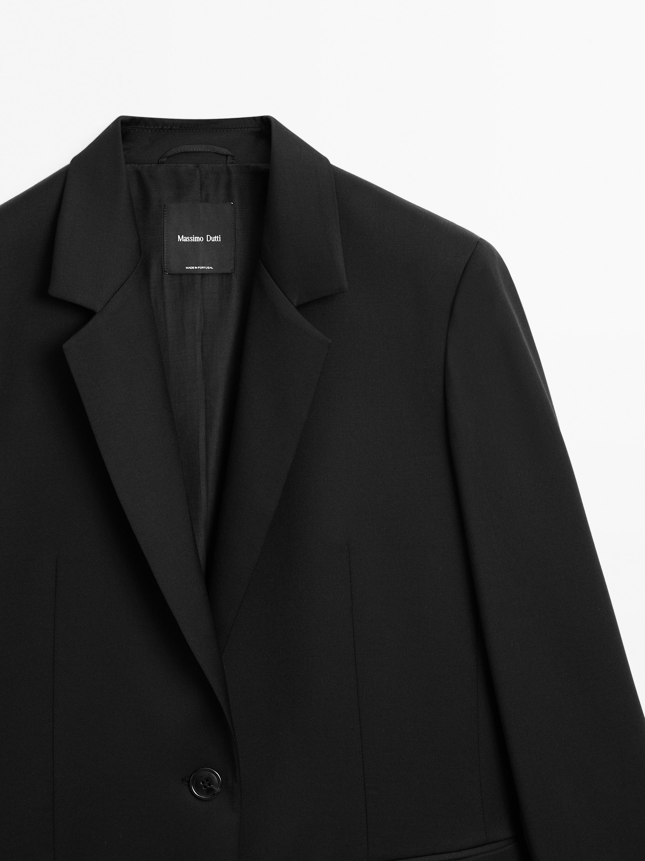 100% extra fine wool two-button blazer — Black