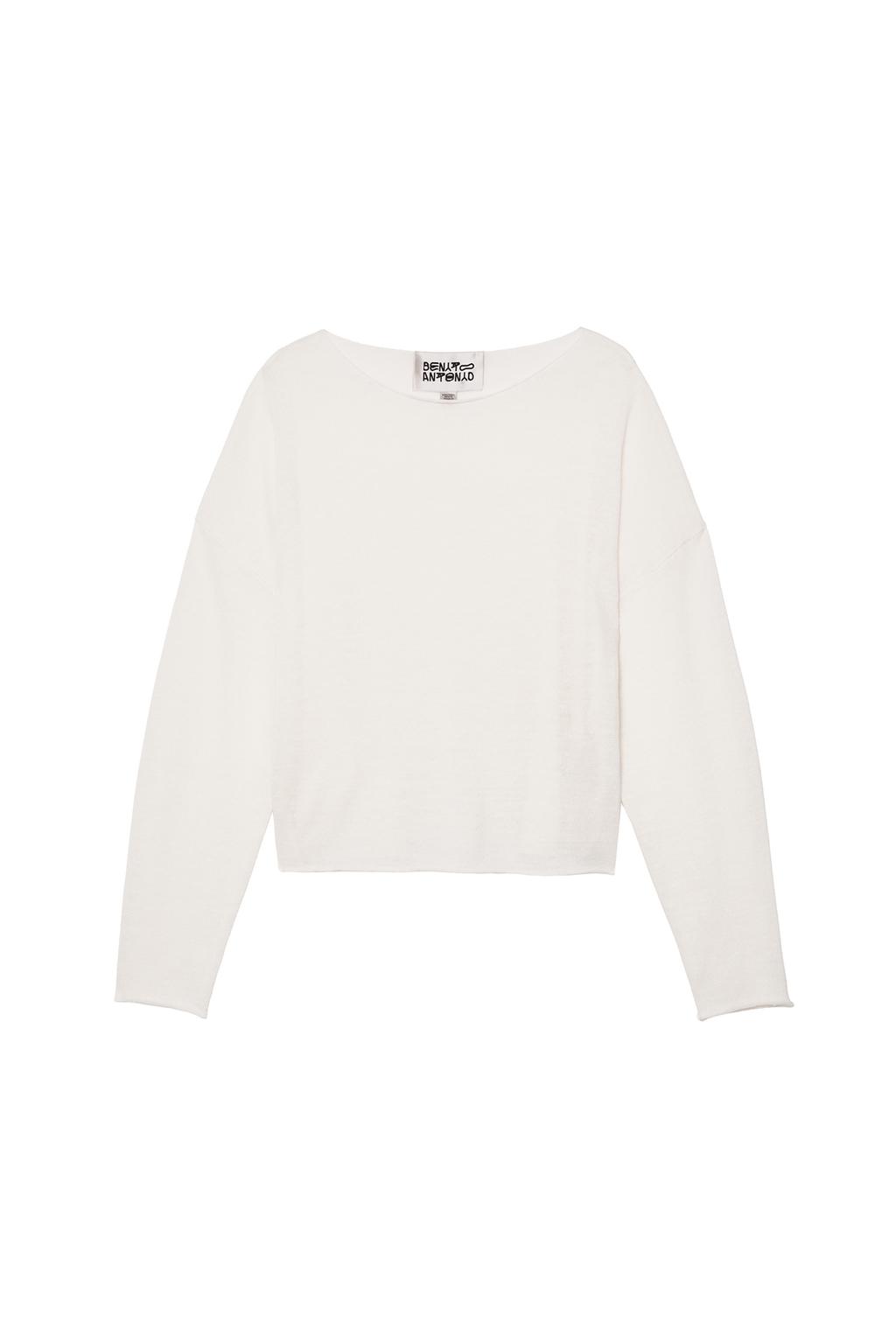 CROPPED FIT LINEN - WOOL SWEATER