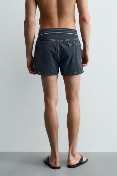 MAILLOT DE BAIN MI-LONG À LACET - Bleu de Zara - Image 3