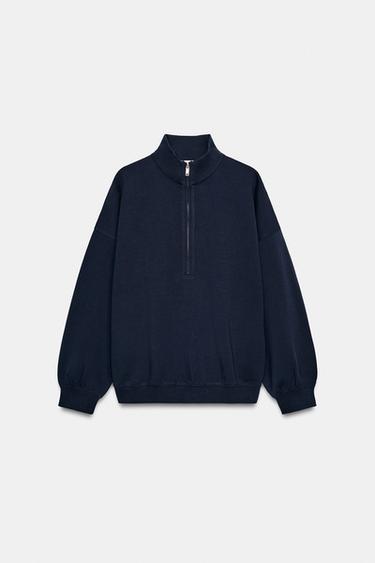 OVERSIZE ZIP-UP SWEATSHIRT - Navy blue by Zara - Image 6